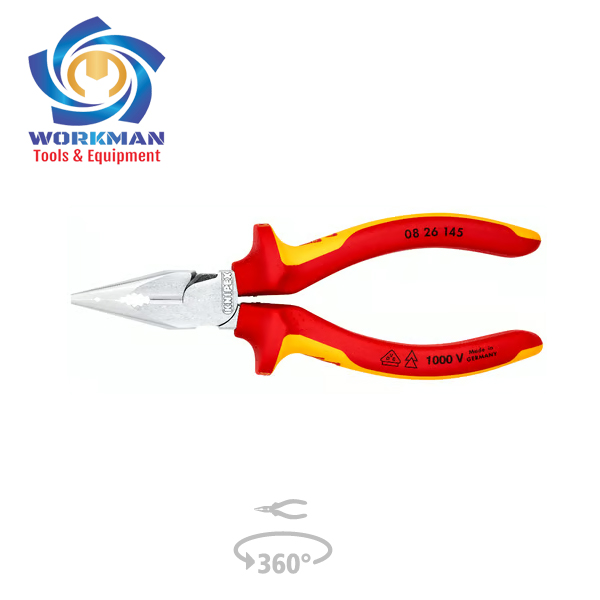 Kìm mũi nhọn dài cách điện Knipex 0826145