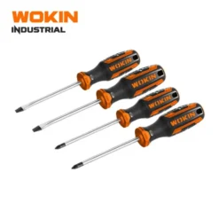 Bộ 4 cây tua vít công nghiệp WOKIN 200804 chính hãng gồm tua vít bake và tua vít dẹp, thép Cr-V bền bỉ, tay cầm êm ái.