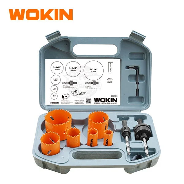 Bộ 9 mũi khoan lỗ hợp kim Bi-metal Wokin Bộ 9 mũi khoan lỗ hợp kim Bi-metal Wokin
